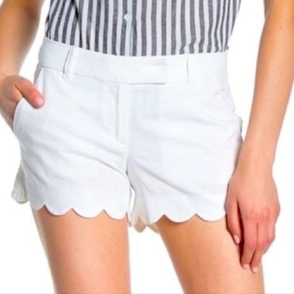 J. Crew Linen Blend Scalloped Hem High-Waist Shorts